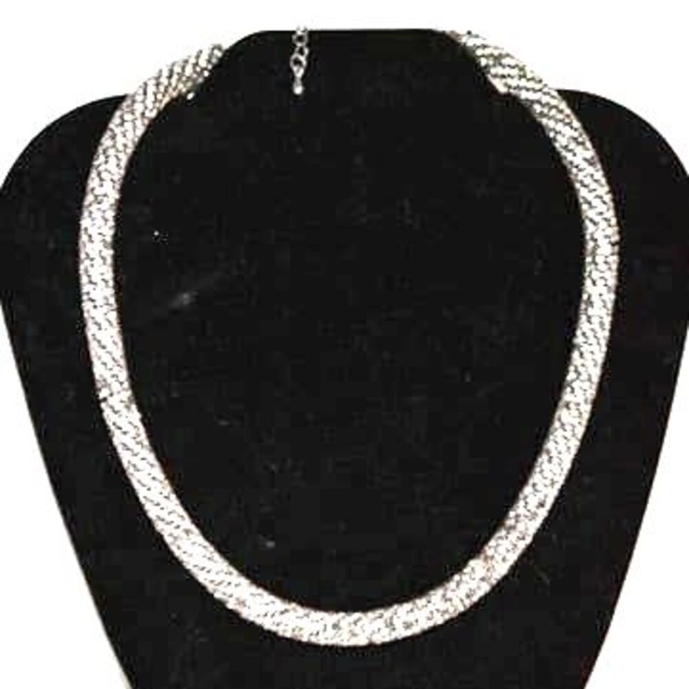 Diva Bling Statement Clear Crystal Silver Tone Rope Choker Sparkle 18" Necklace